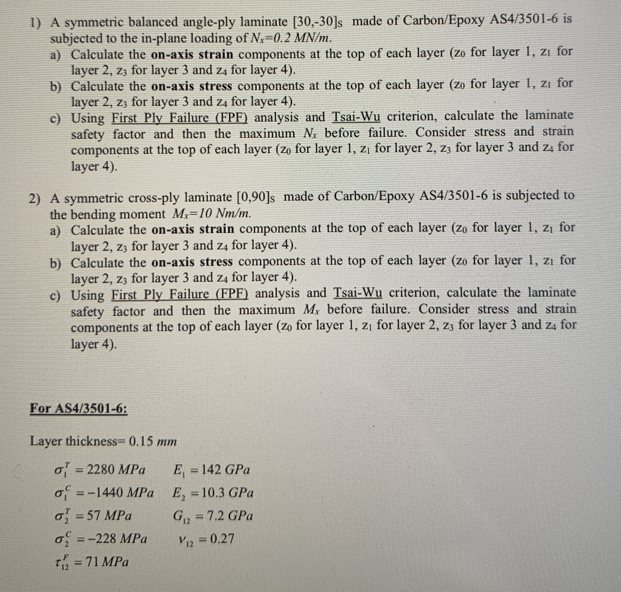 A symmetric balanced angle - ply laminate [ 3 0 ,