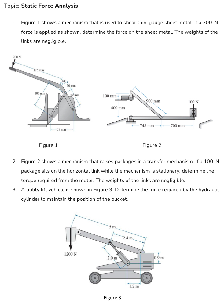 Topic: Static Force Analysis Figure 1 shows a
