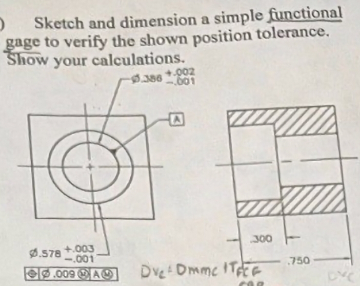 Sketch and dimension a simple functional gage to