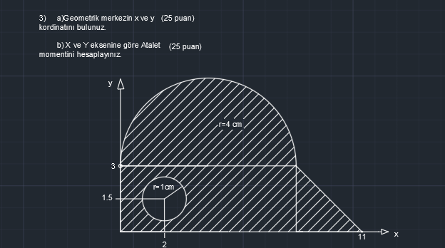 a ) Geometrik merkezin x ve y ( 2 5 puan )