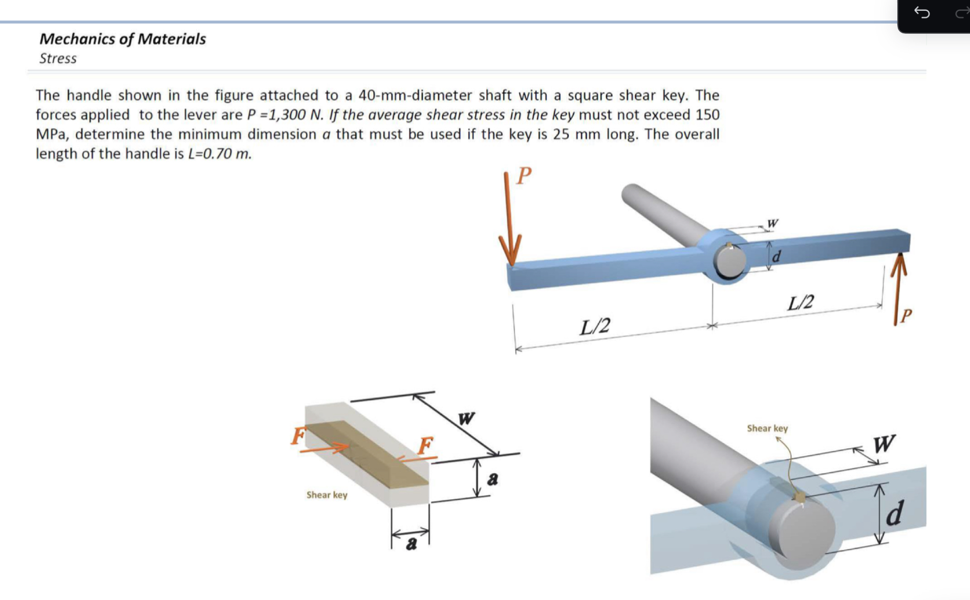 Mechanics of Materials Stress The handle shown in
