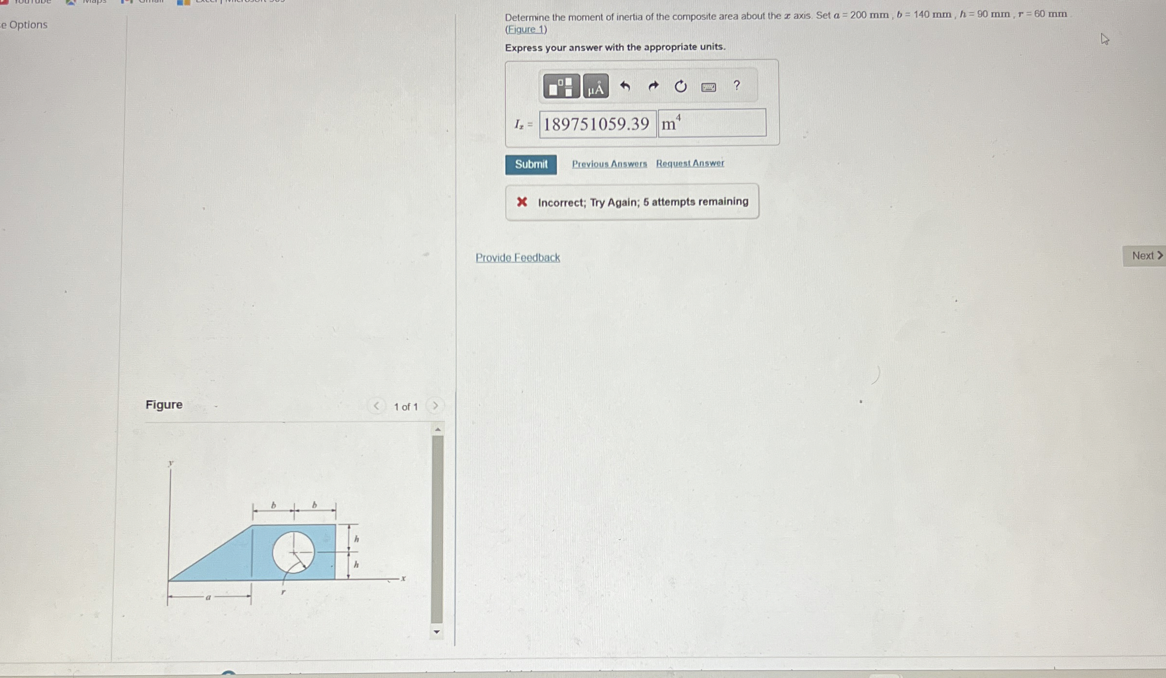 e Options Determine the moment of inertia of the