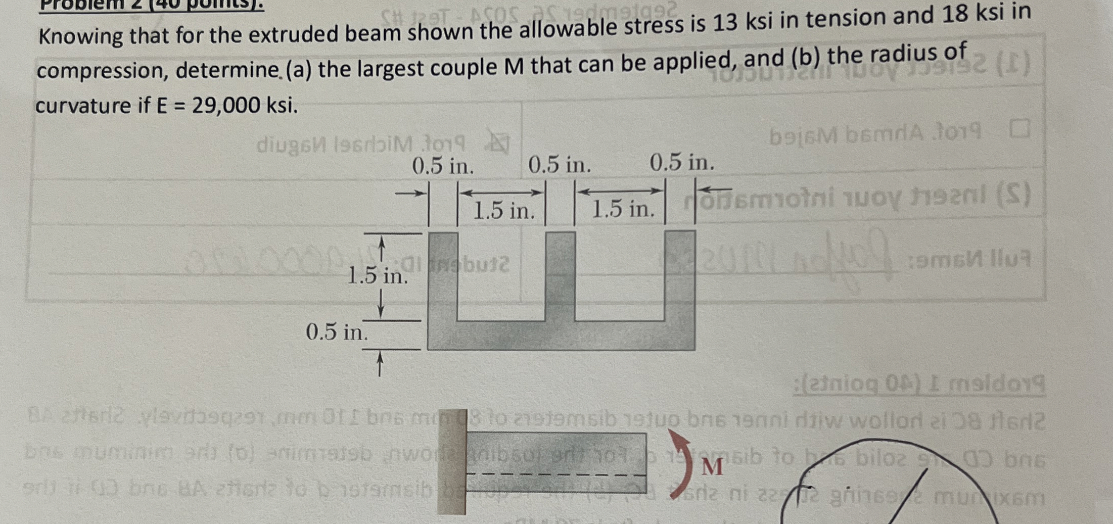 Knowing that for the extruded beam shown the
