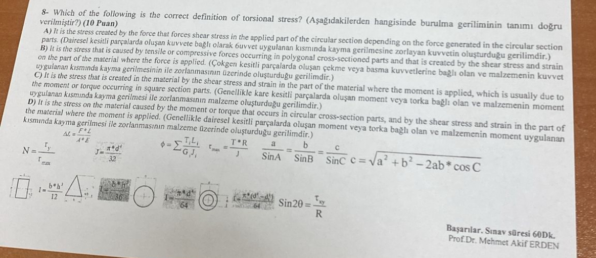 8 - Which of the following is the correct