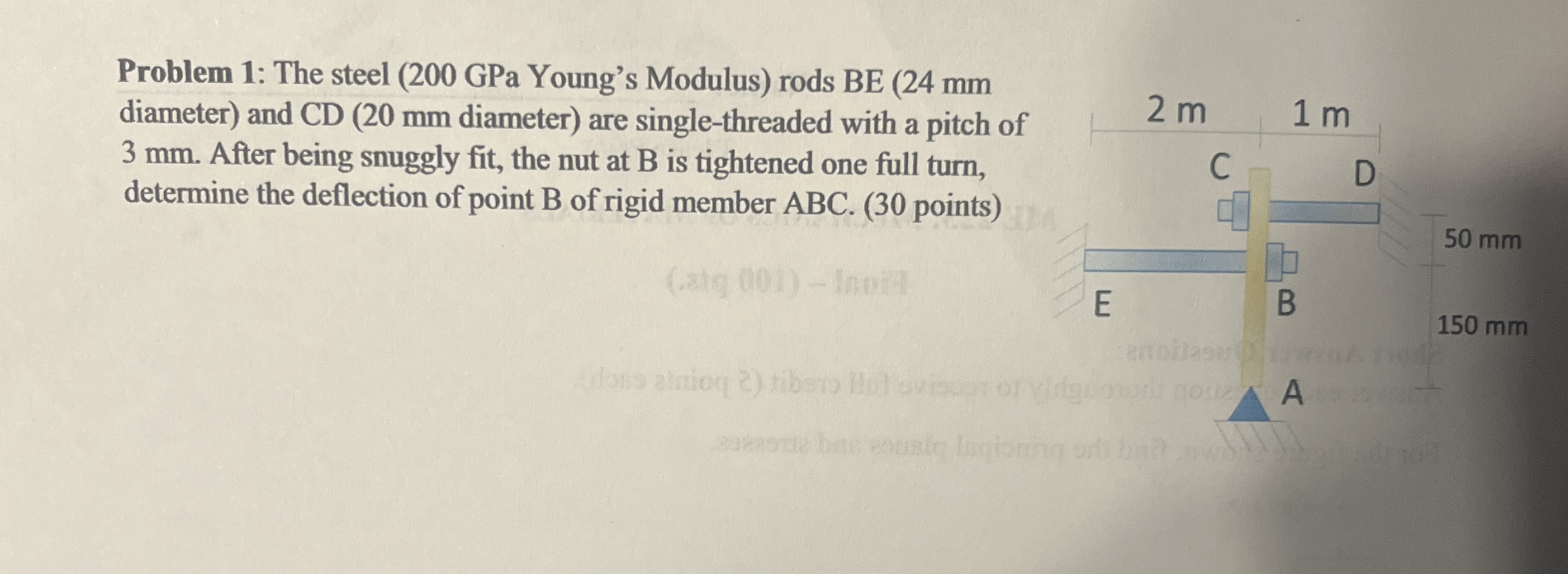 Problem 1 : The steel ( 2 0 0 GPa Young's Modulus