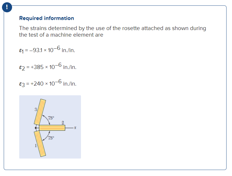 The strains determined by the use of the rosette