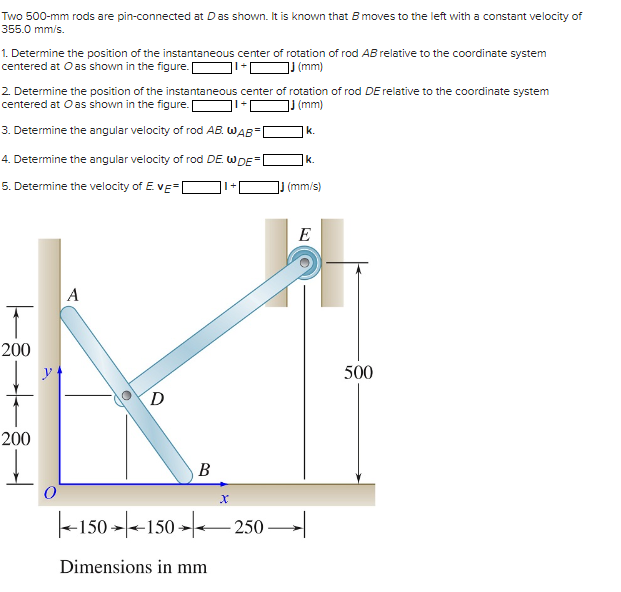 Two 5 0 0 - mm rods are pin - connected at D as