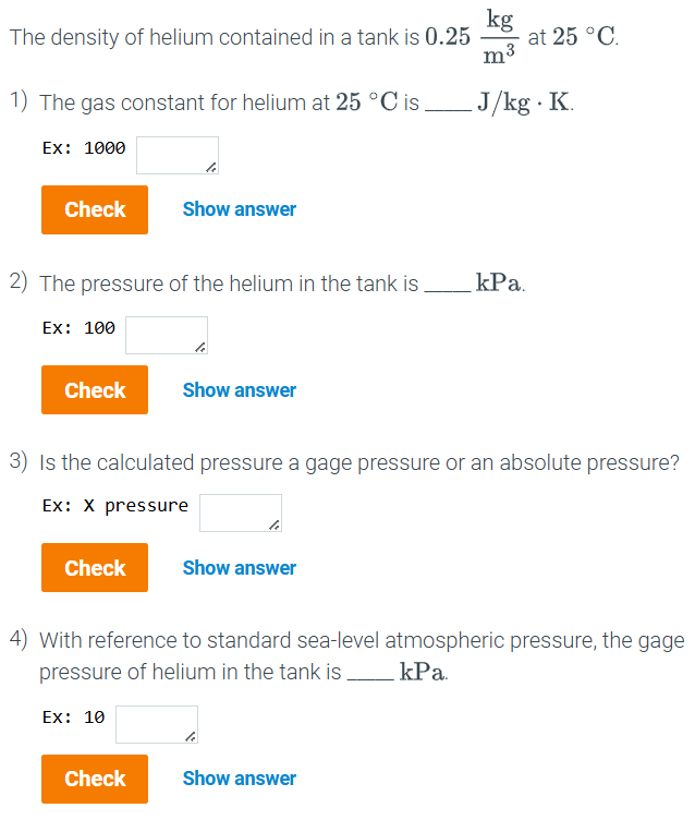 The density of helium contained in a tank is 0 .