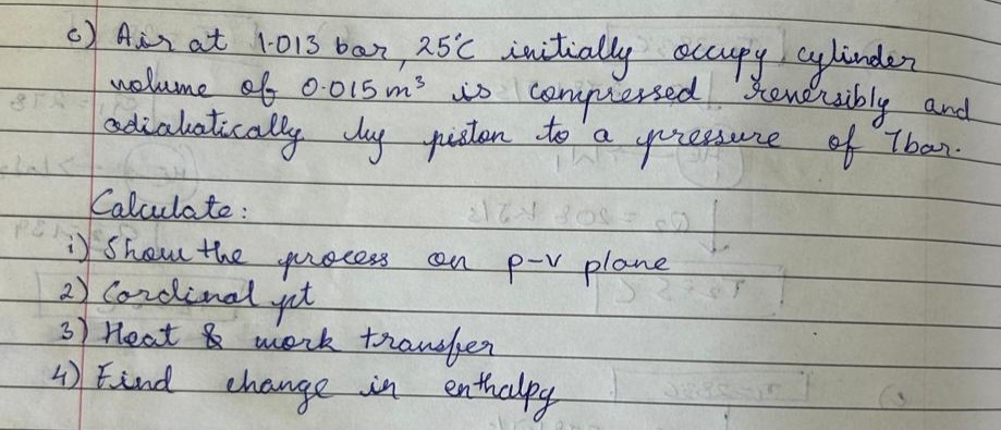 Air at 1 . 0 1 3 bar, 2 5 C initially occupy,