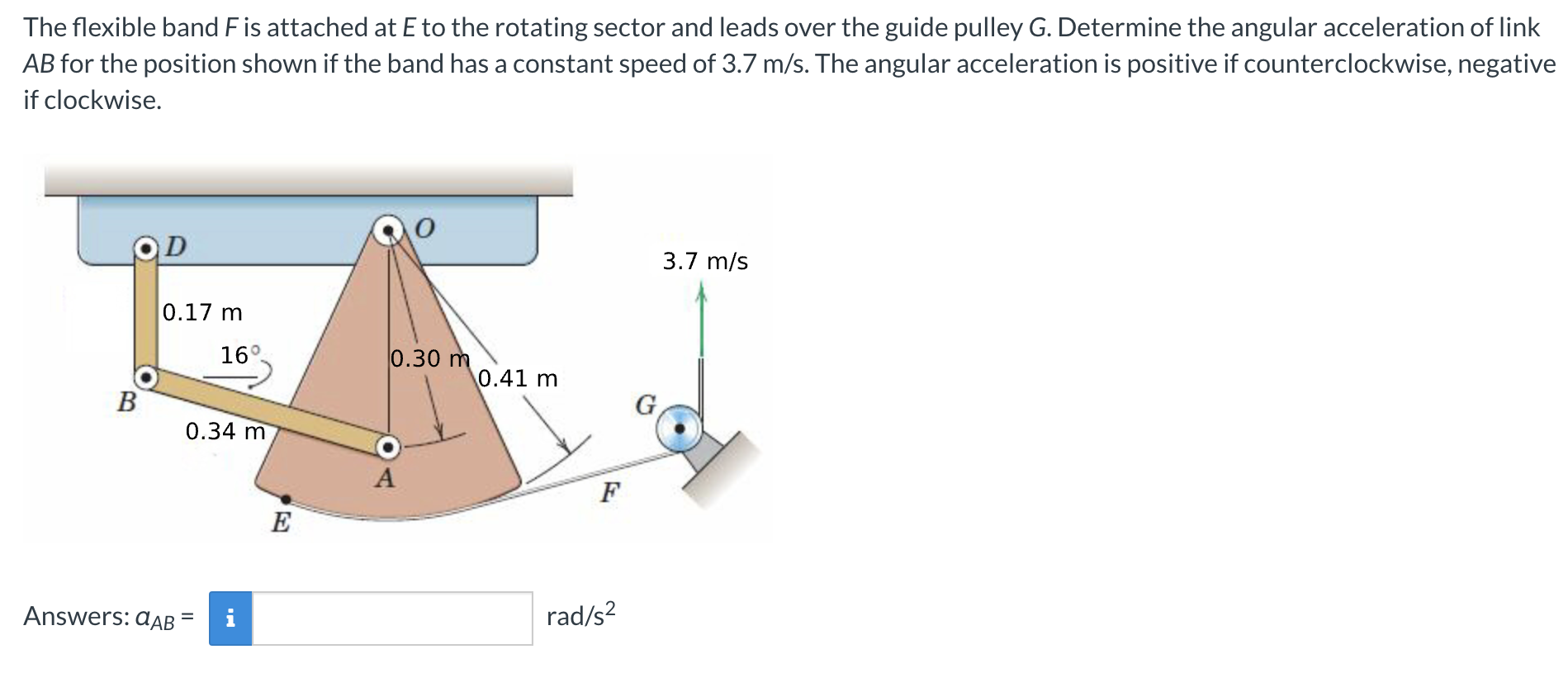 The flexible band F is attached at E to the