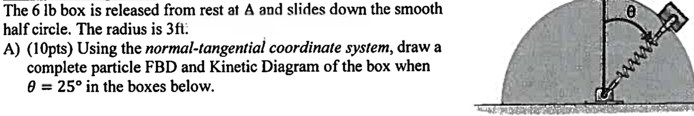 The 6 lb box is released from rest at \ ( A \ )
