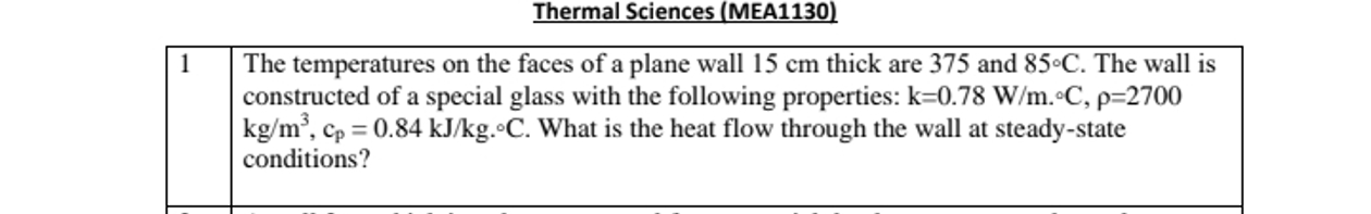 Thermal Sciences ( MEA 1 1 3 0 )
