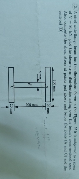 A steel wide - flange beam has the dimensions