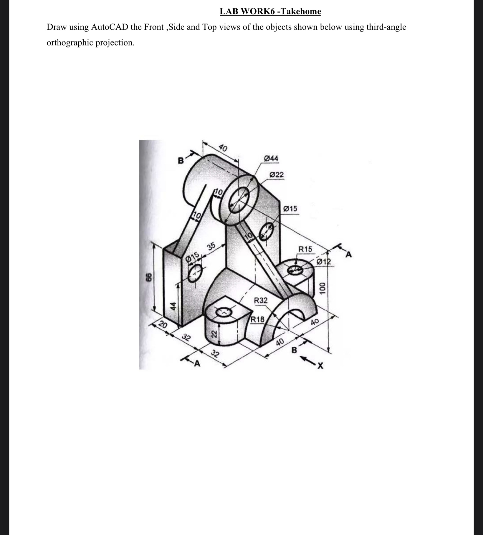 LAB WORK 6 - Takehome Draw using AutoCAD the