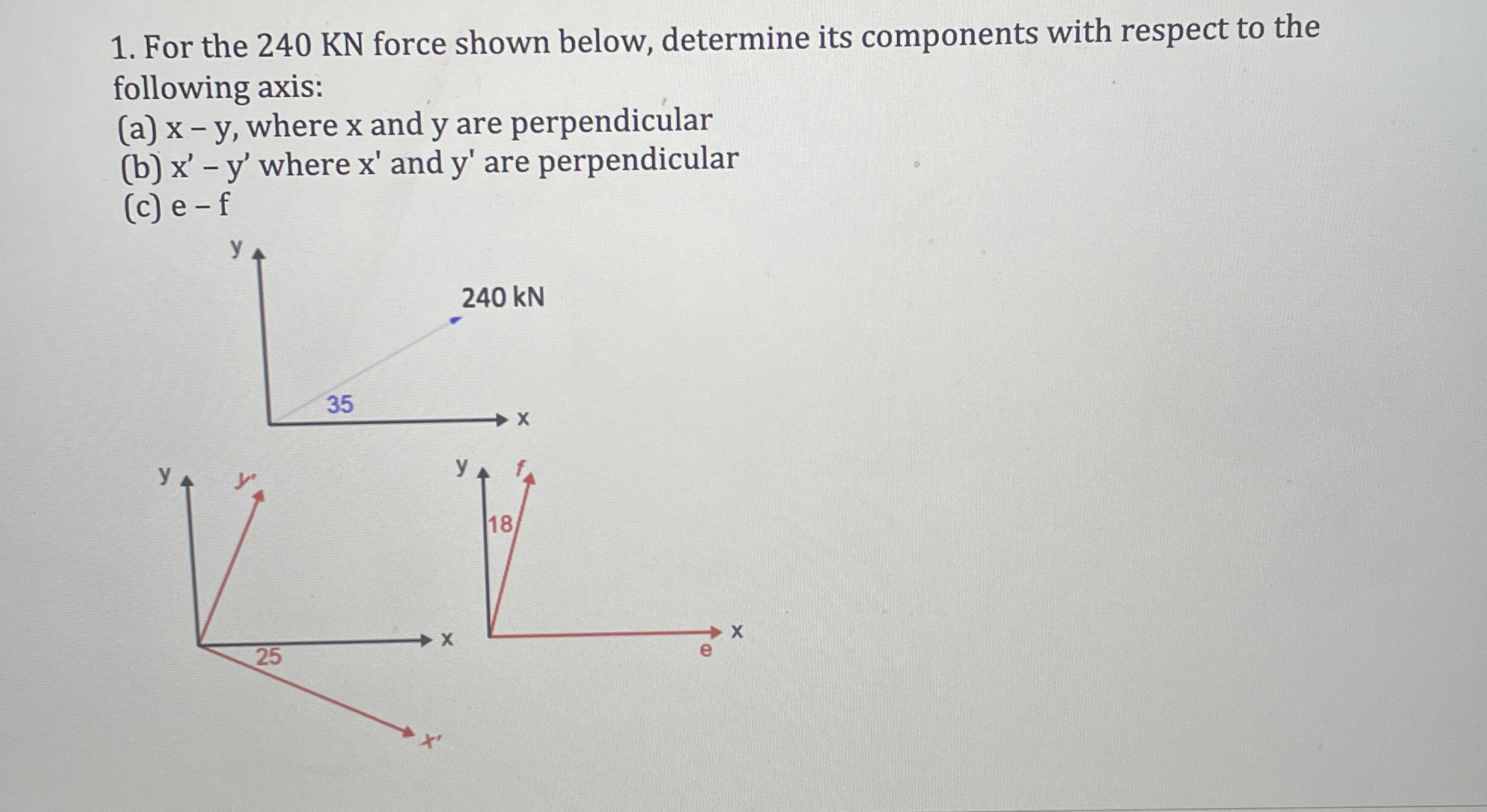 Steps for For the 2 4 0 KN force shown below,