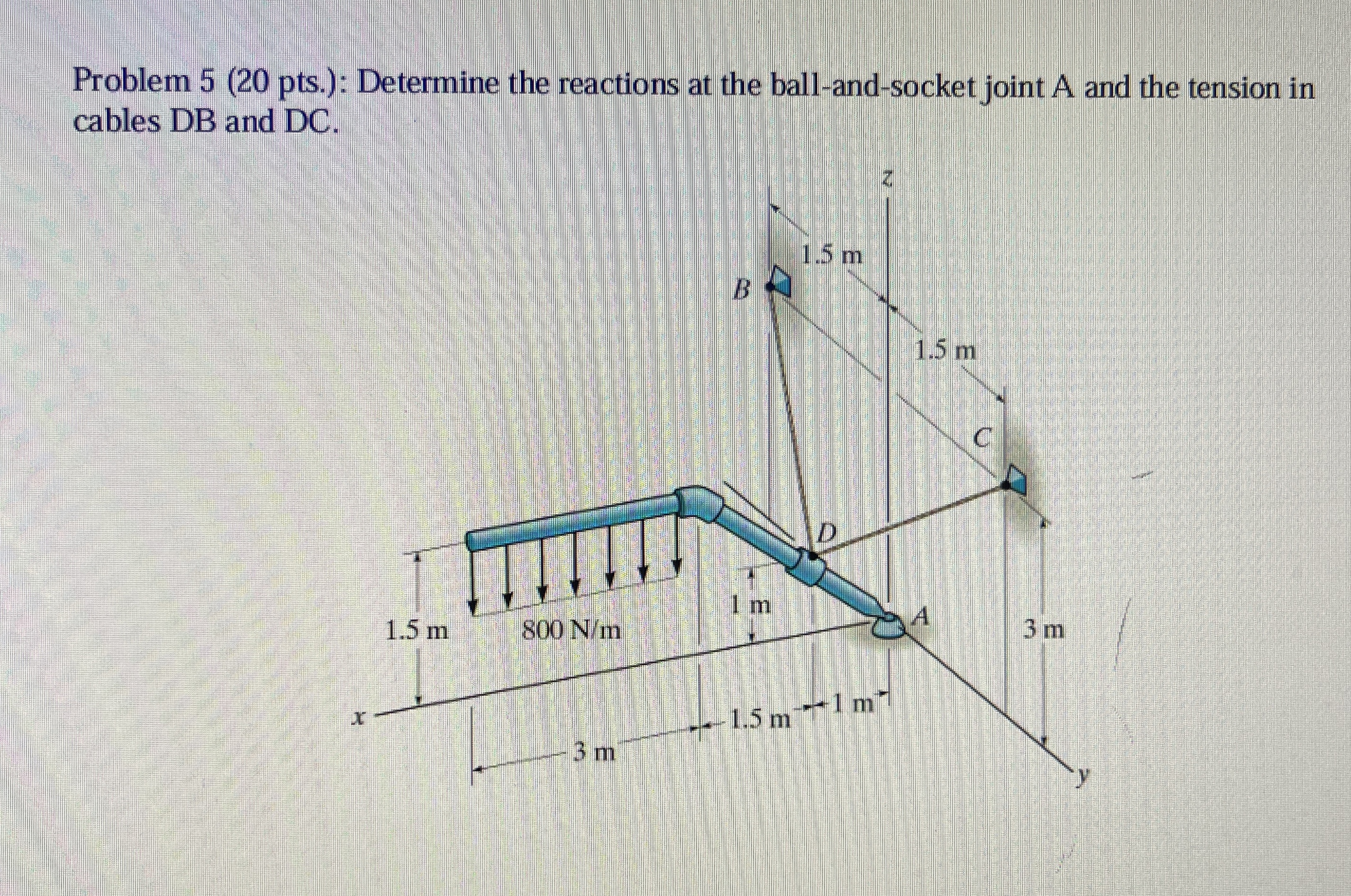 Problem 5 ( 2 0 pts . ) : Determine the reactions