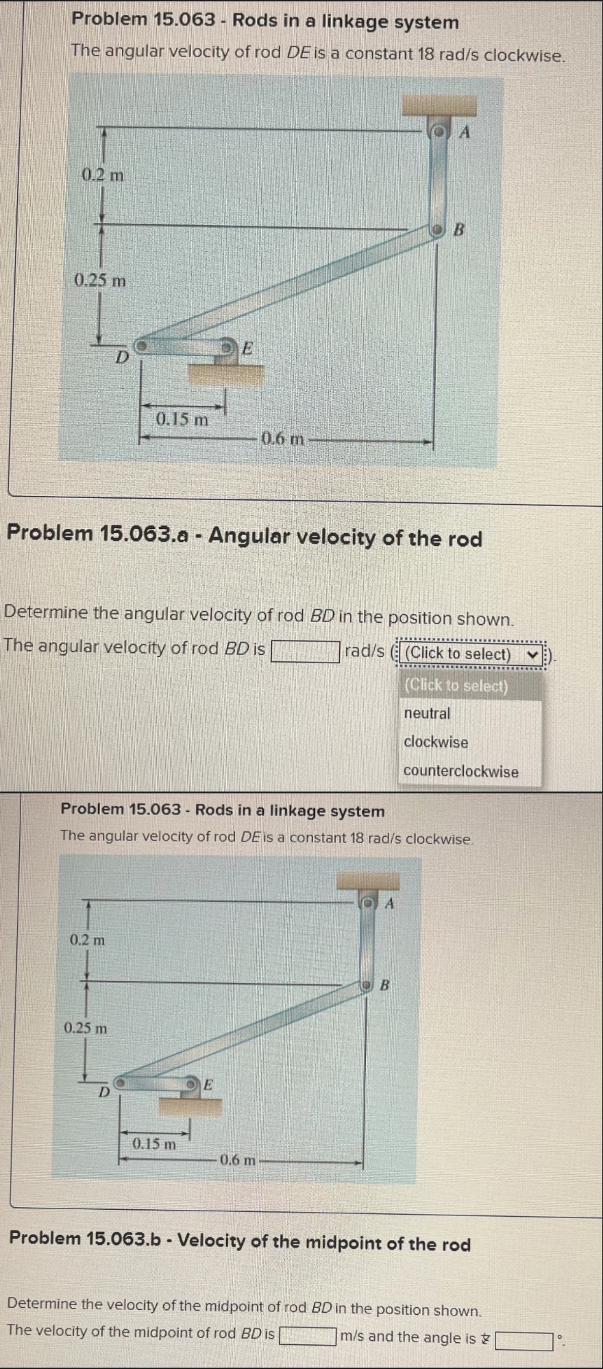 Problem 1 5 . 0 6 3 - Rods in a linkage system