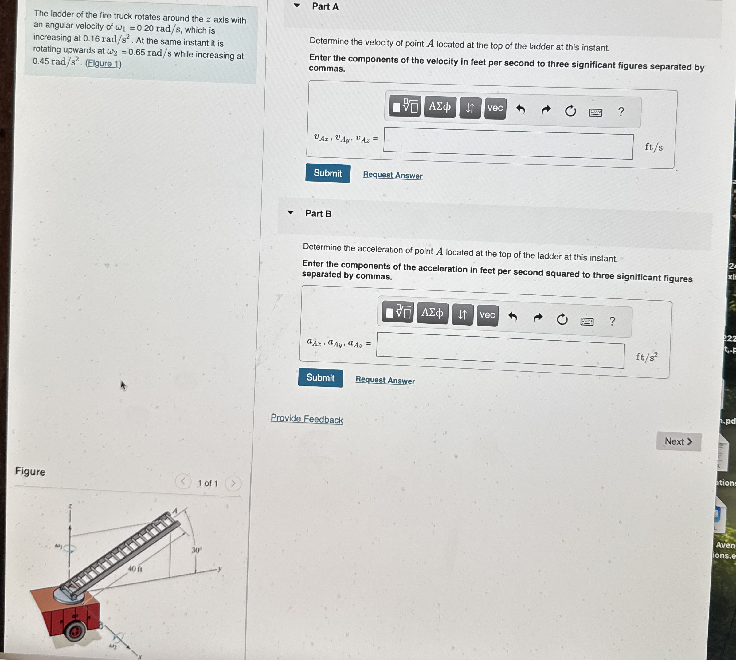The ladder of the fire truck rotates around the z