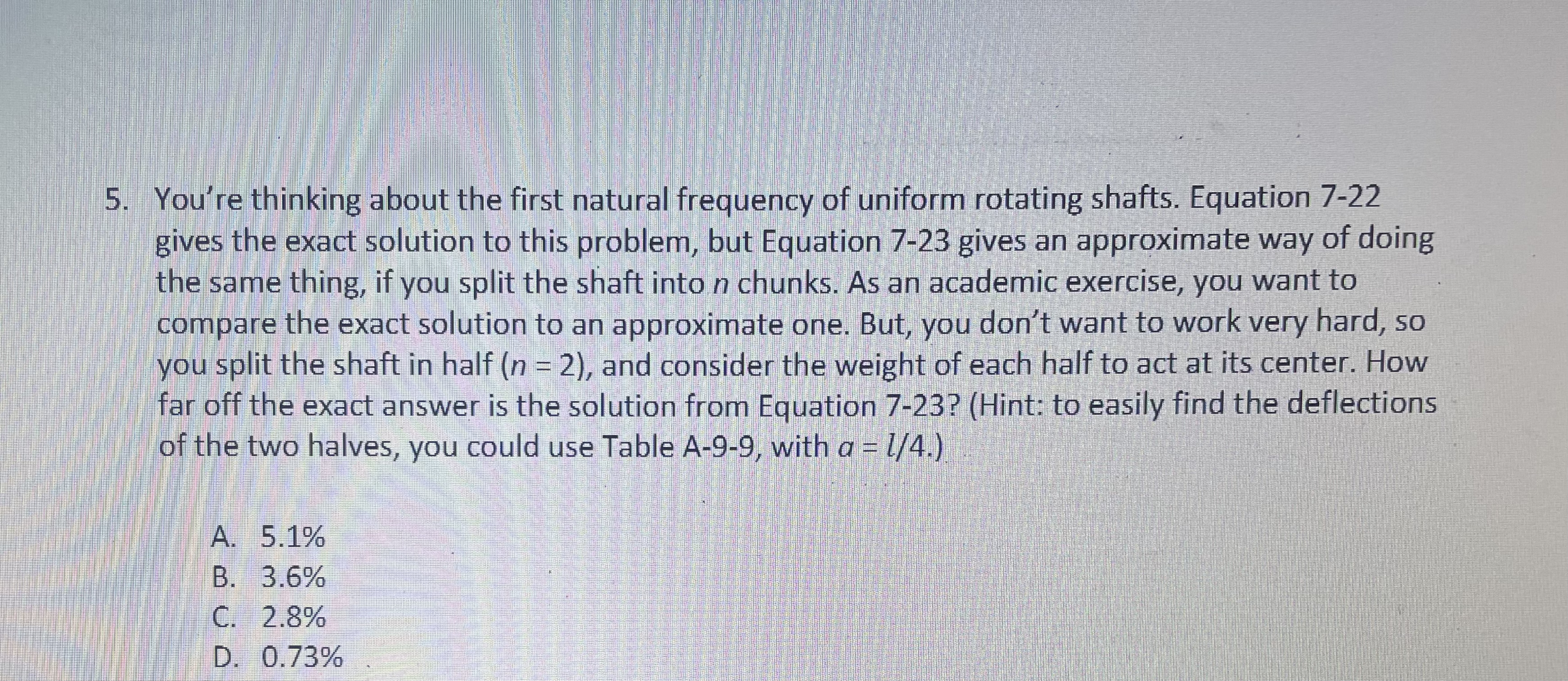 You're thinking about the first natural frequency