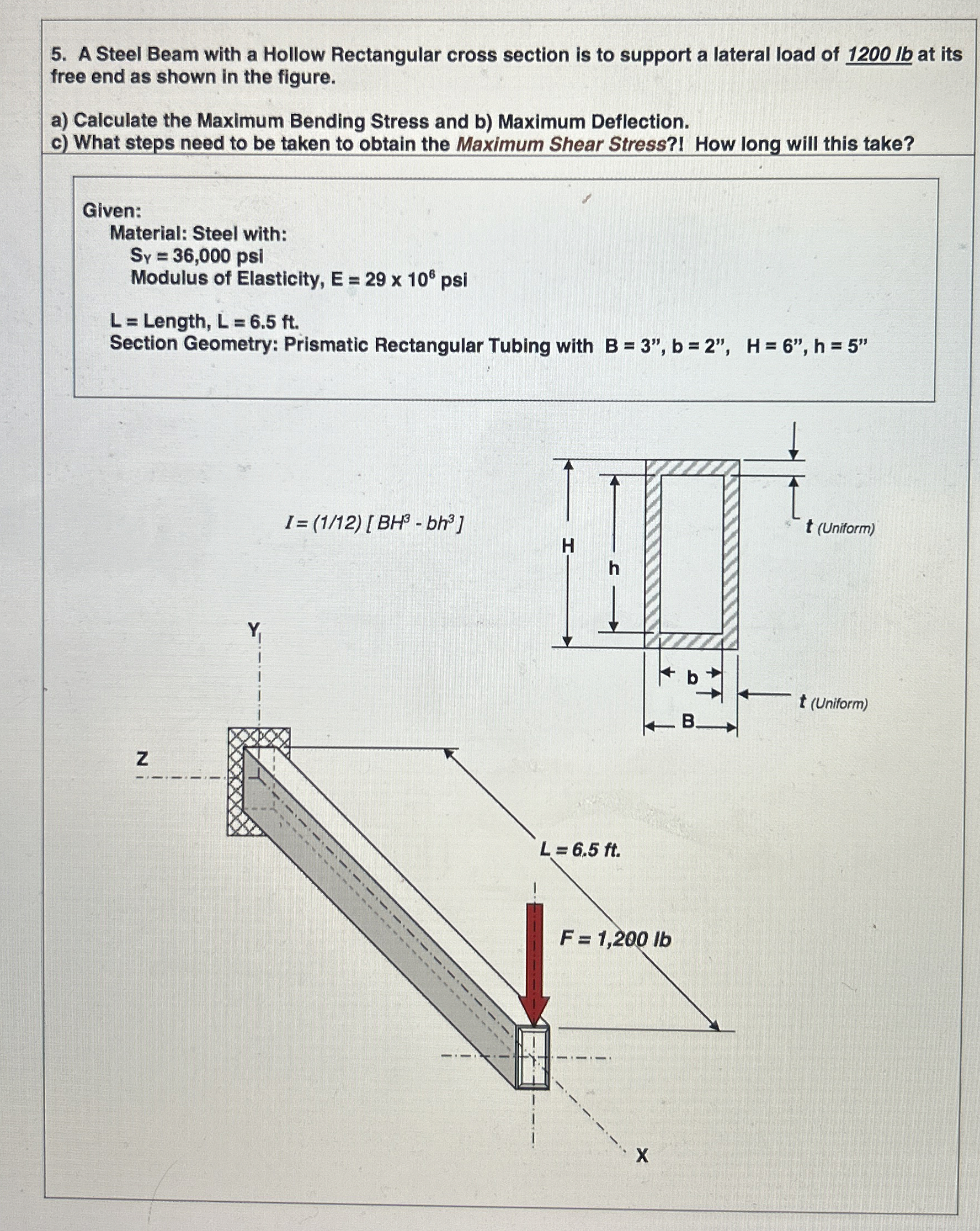 A Steel Beam with a Hollow Rectangular cross