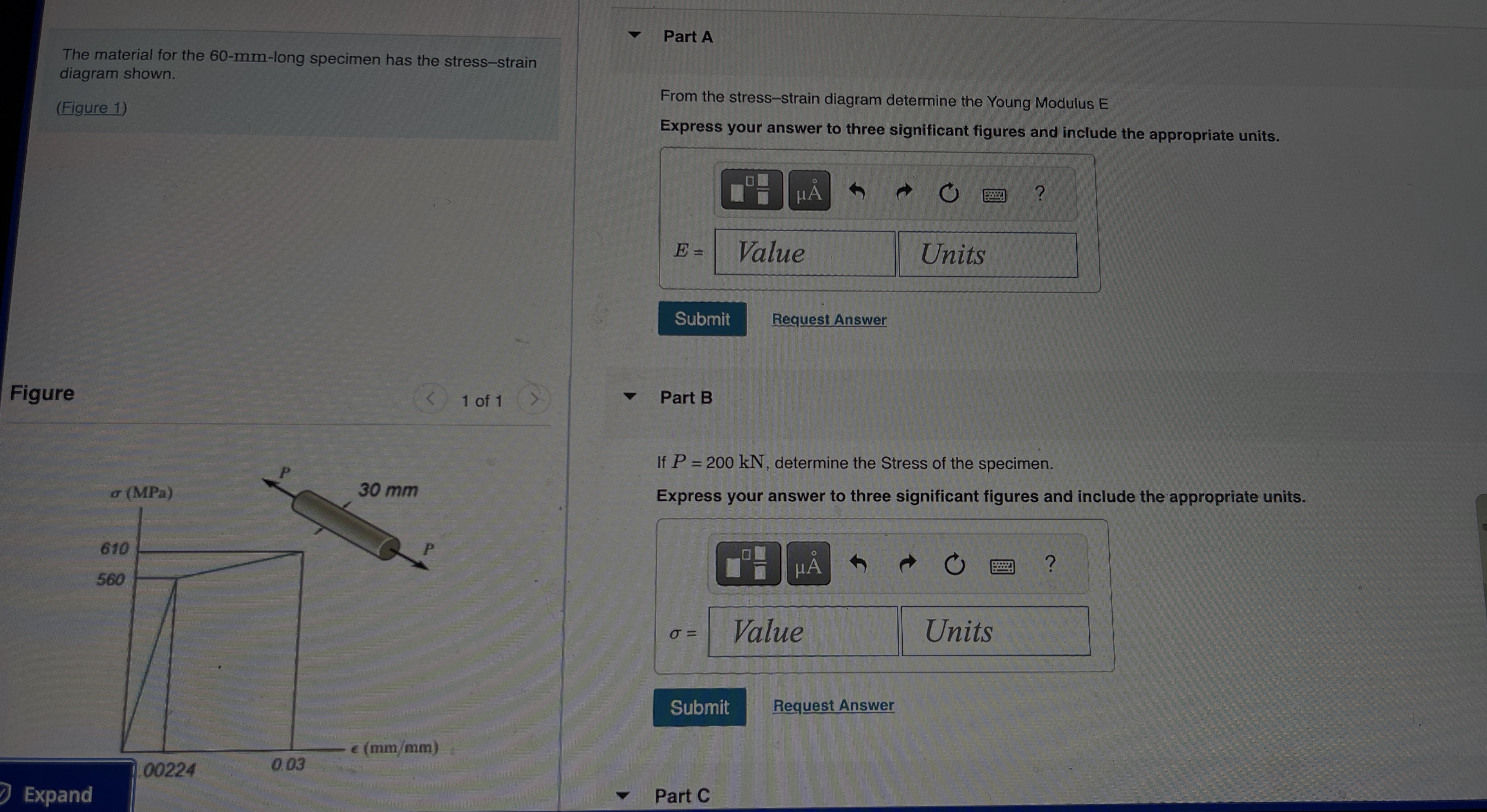 The material for the 6 0 - mm - long specimen has