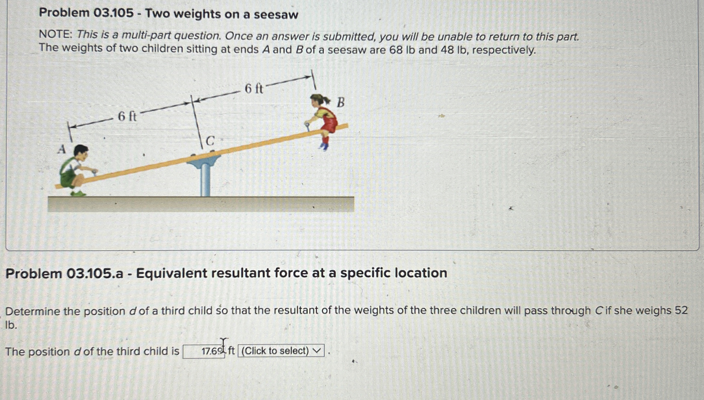 Problem 0 3 . 1 0 5 - Two weights on a seesaw