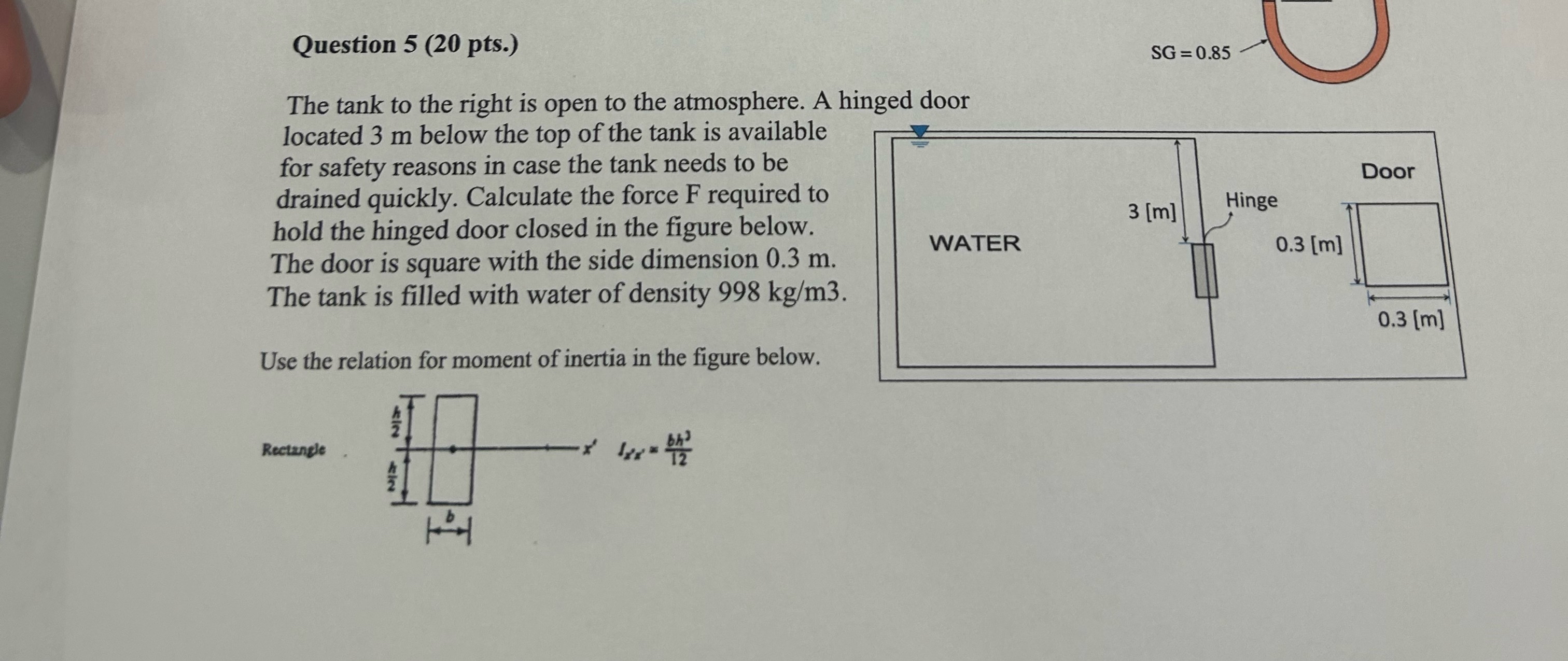 Question pts . ) The tank to the right is open to
