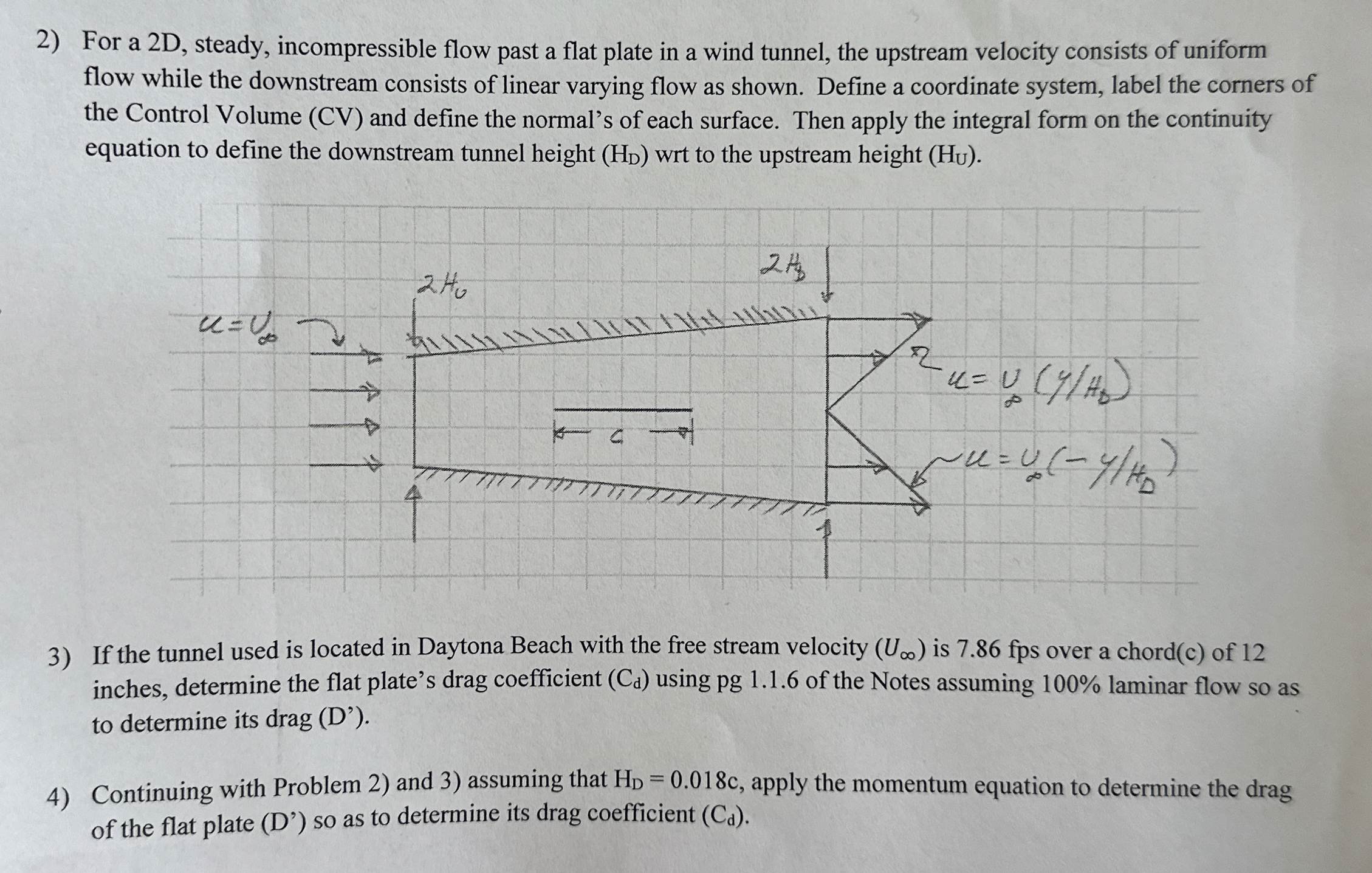 For a 2 D , steady, incompressible flow past a