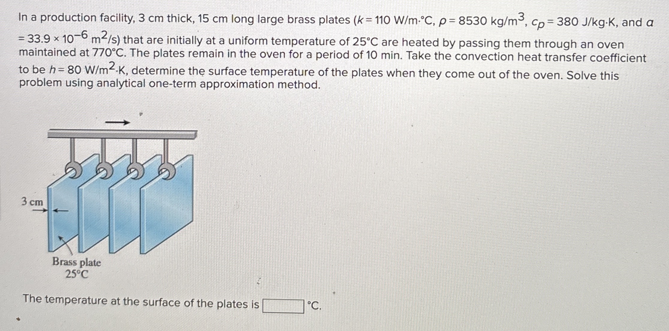 In a production facility, 3 cm thick, 1 5 cm long