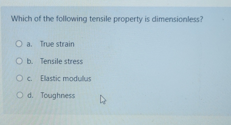 Which of the following tensile property is