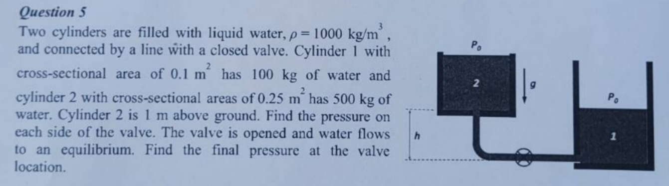 Question 5 Two cylinders are filled with liquid