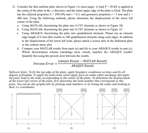 2 ) Consider the thin uniform plate shown in