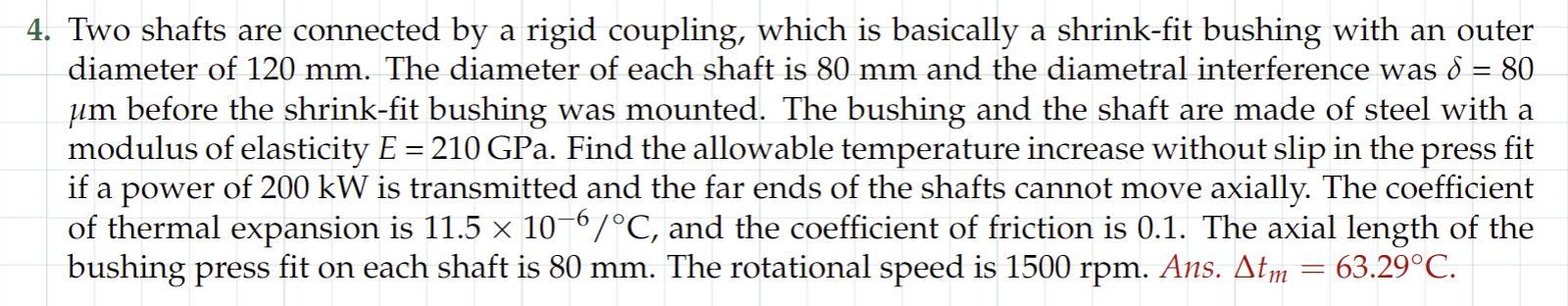Two shafts are connected by a rigid coupling,