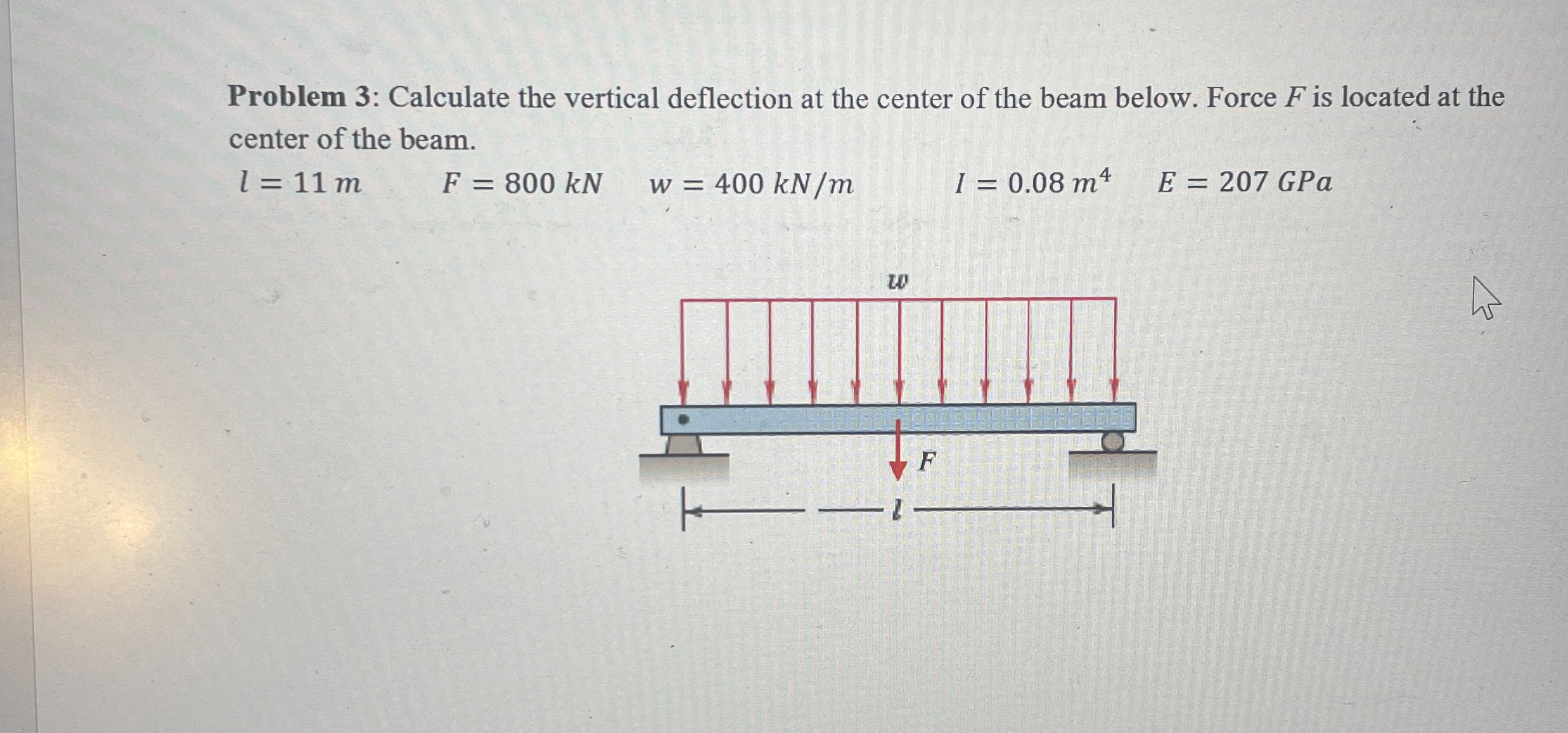 Problem 3 : Calculate the vertical deflection at