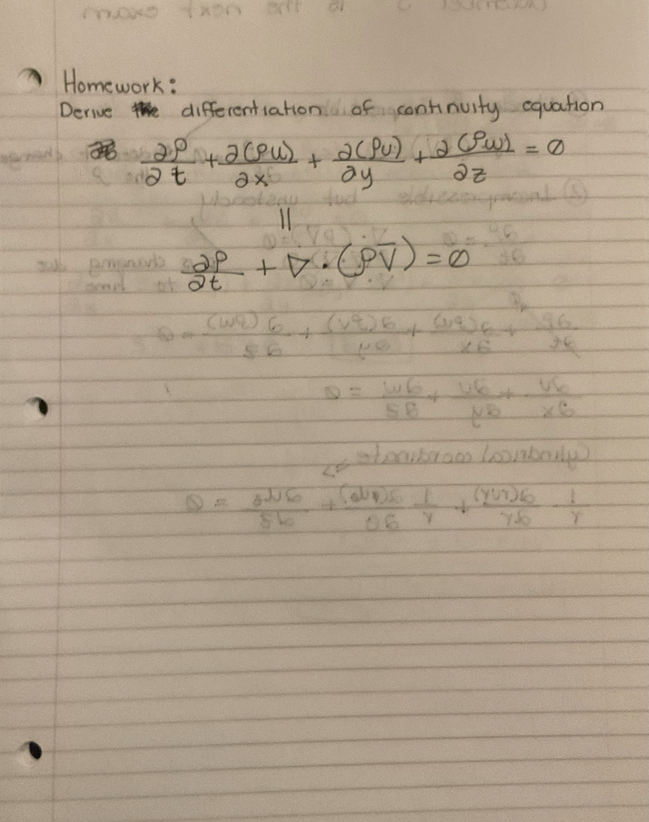 Homework: Derive differentiation of continuity