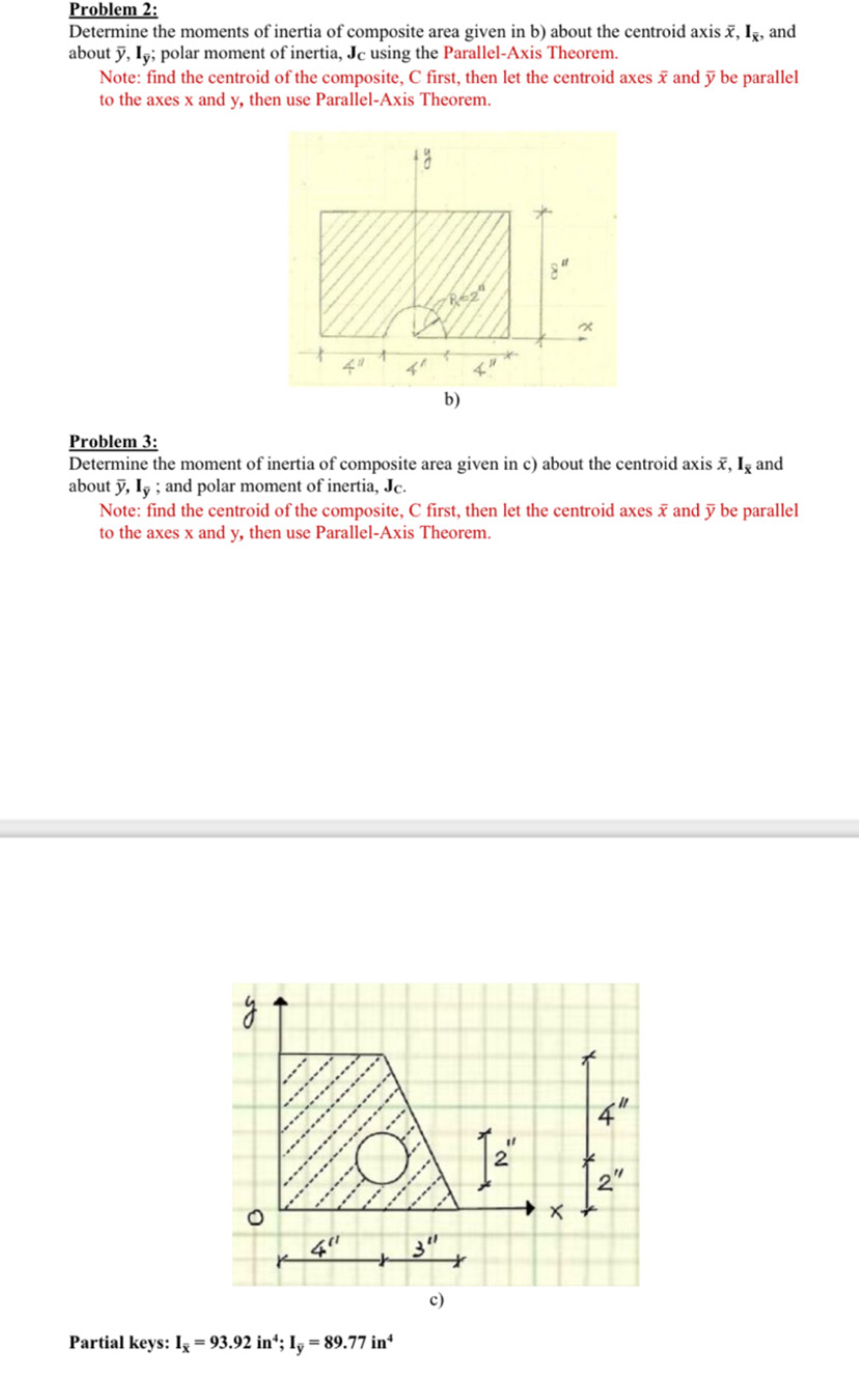 Problem 2 : Determine the moments of inertia of