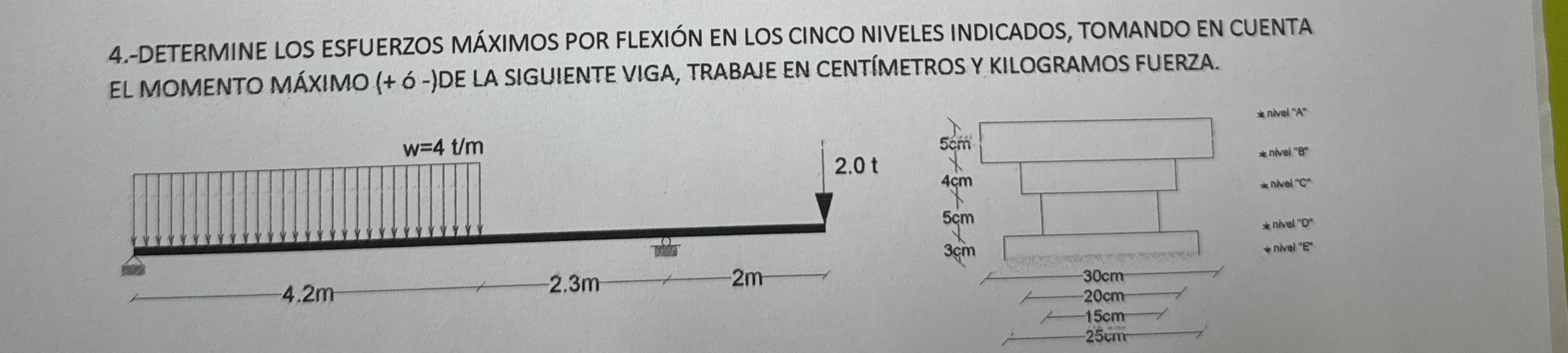 4 . - DETERMINE LOS ESFUERZOS M XIMOS POR FLEXI N