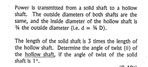 Power is transmitted from a solld shaft to a