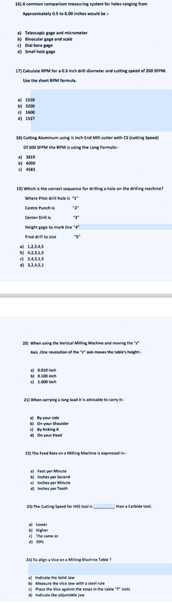 A common comparison measuring system for holes