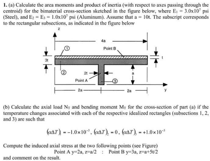 ( a ) Calculate the area moments and product of