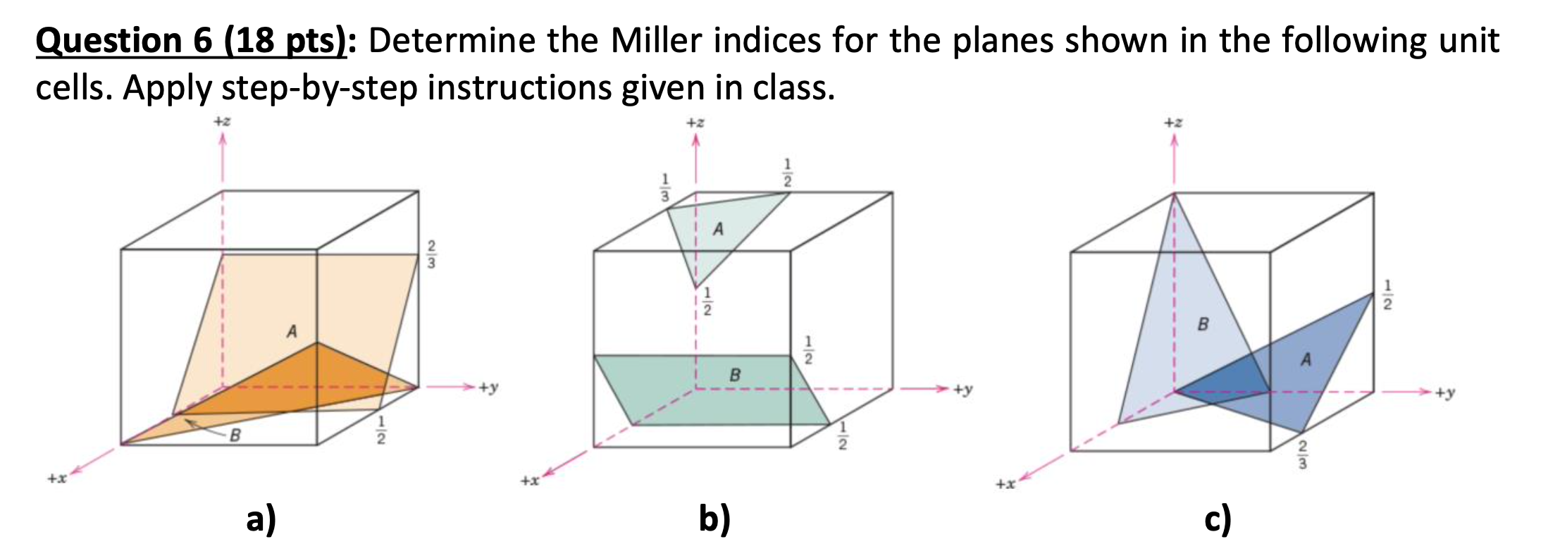 Question 6 ( 1 8 pts ) : Determine the Miller