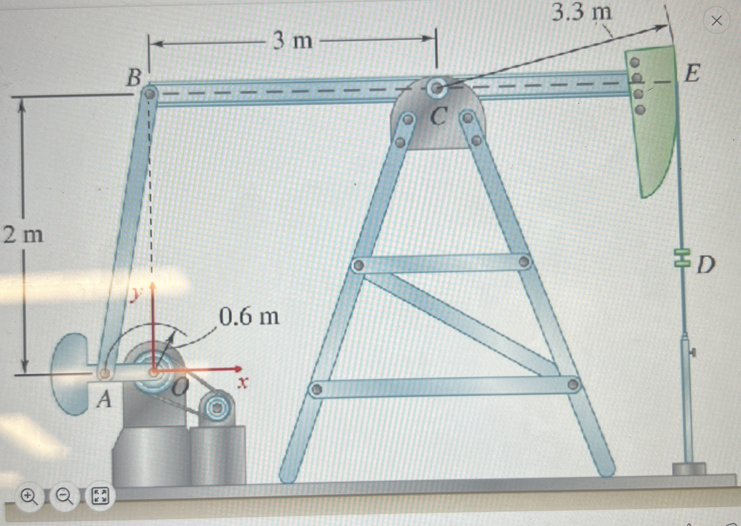 For the oil pump rig shown, link A B causes the