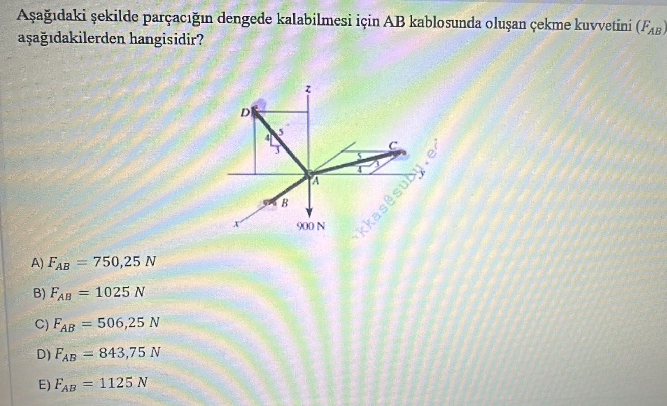 A a daki ekilde par ac n dengede kalabilmesi i in