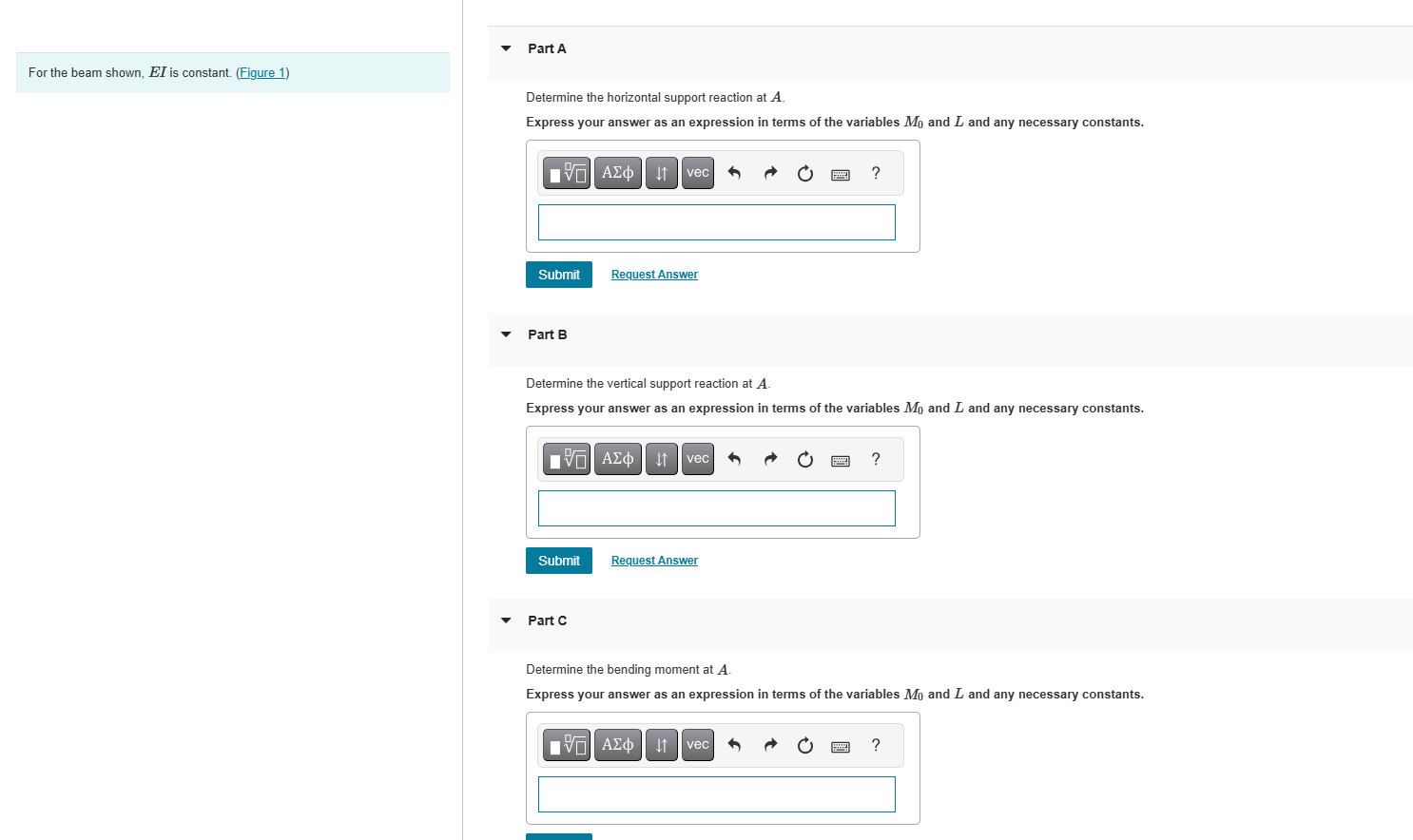 Part A Determine the horizontal support reaction
