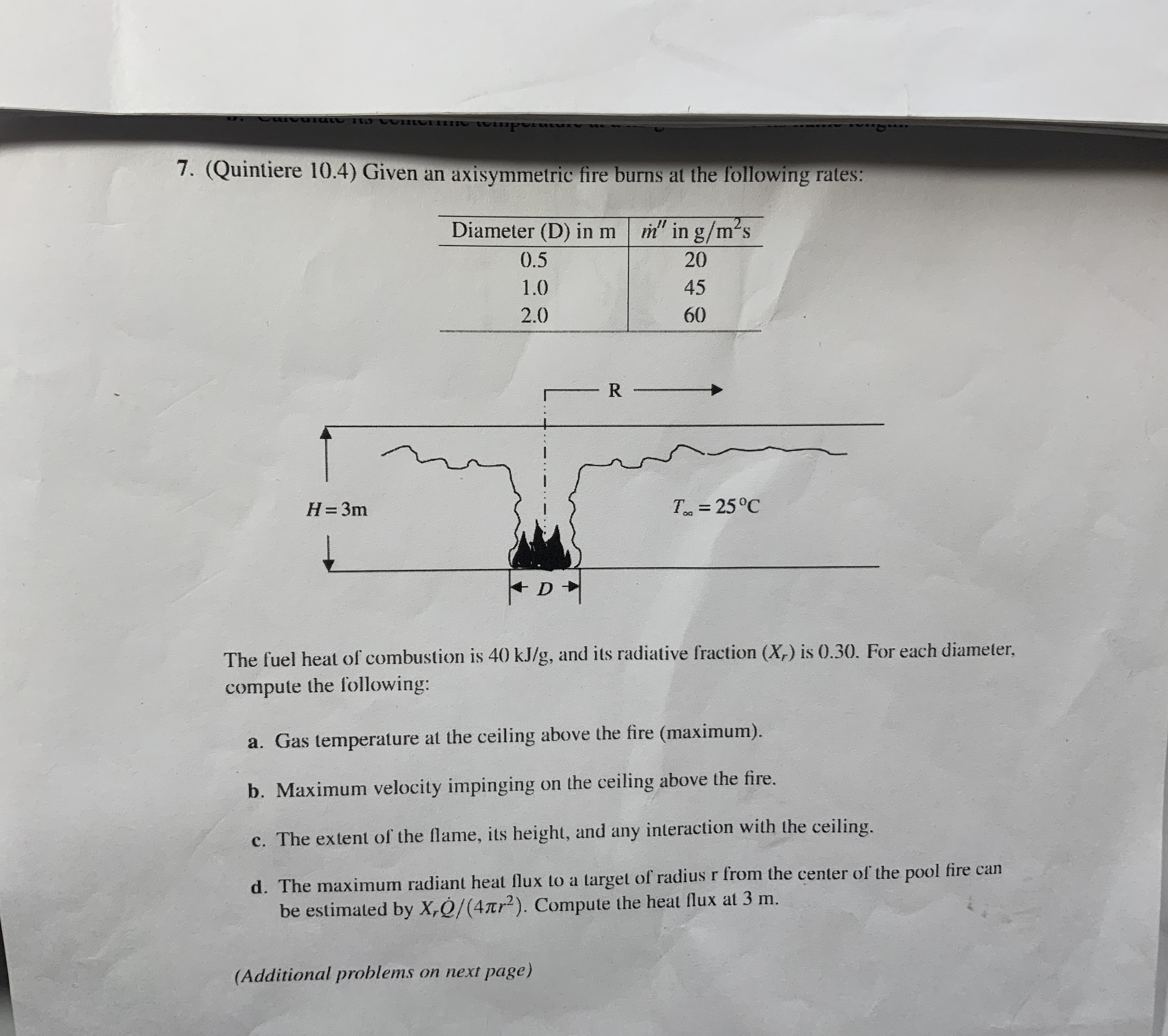 ( Quintiere 1 0 . 4 ) Given an axisymmetric fire