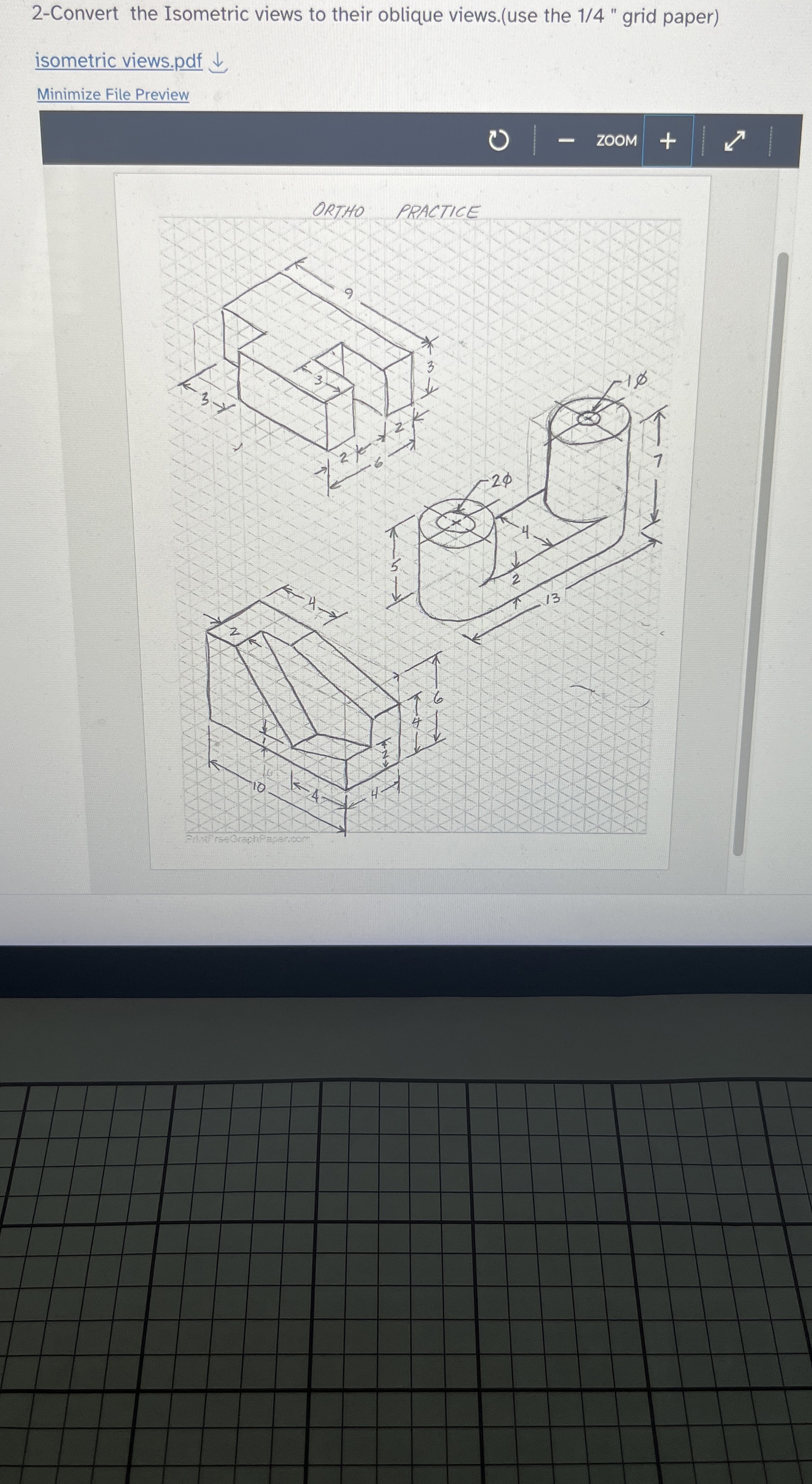 2 - Convert the Isometric views to their oblique