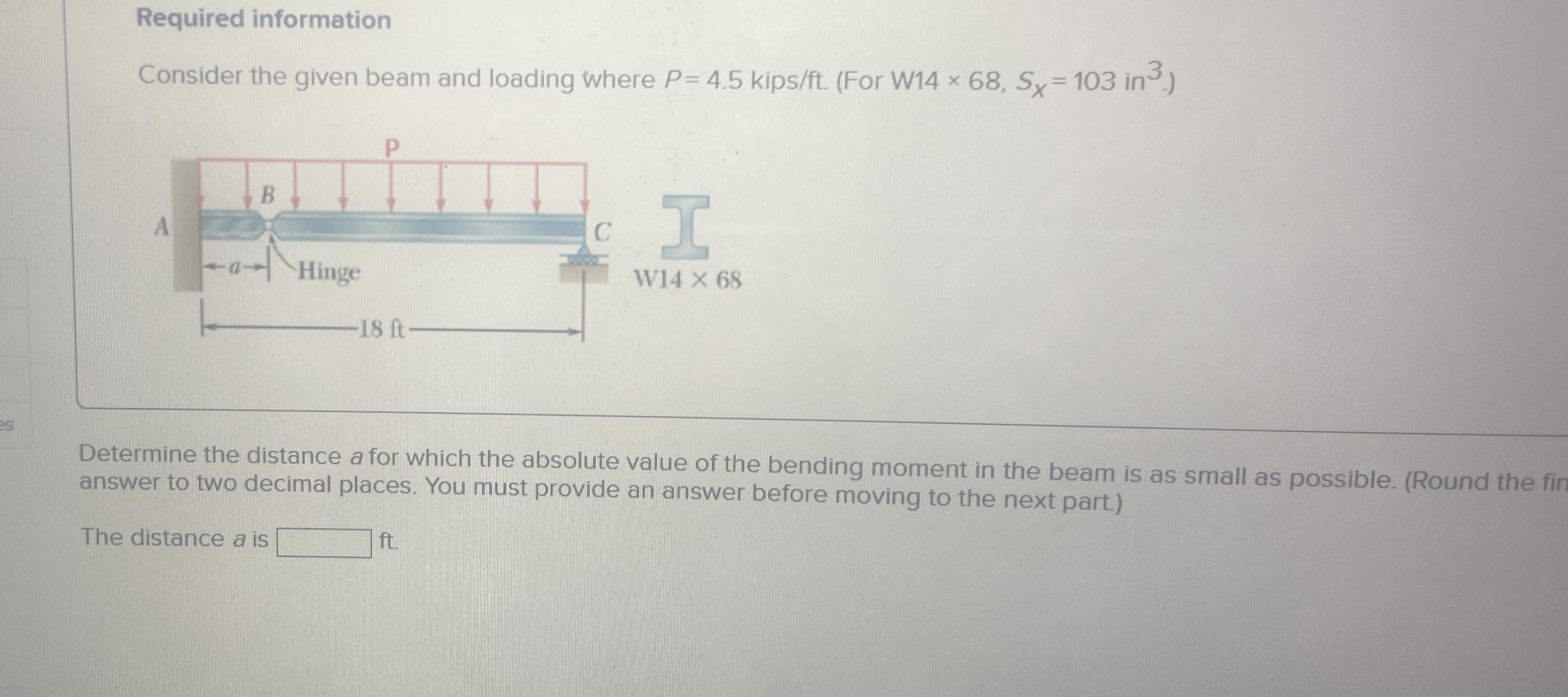 Required information Consider the given beam and