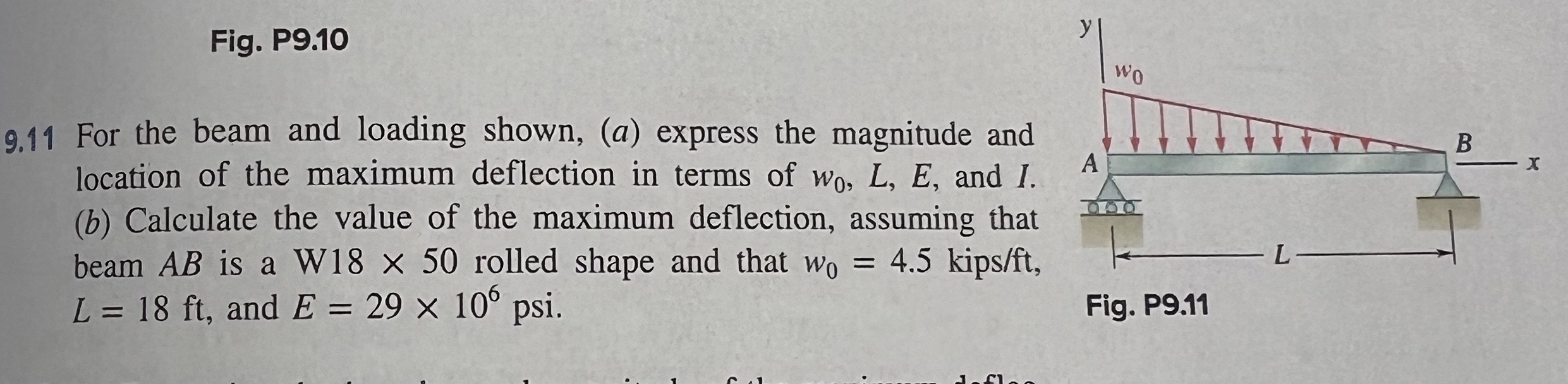 9 . 1 1 For the beam and loading shown, ( a )