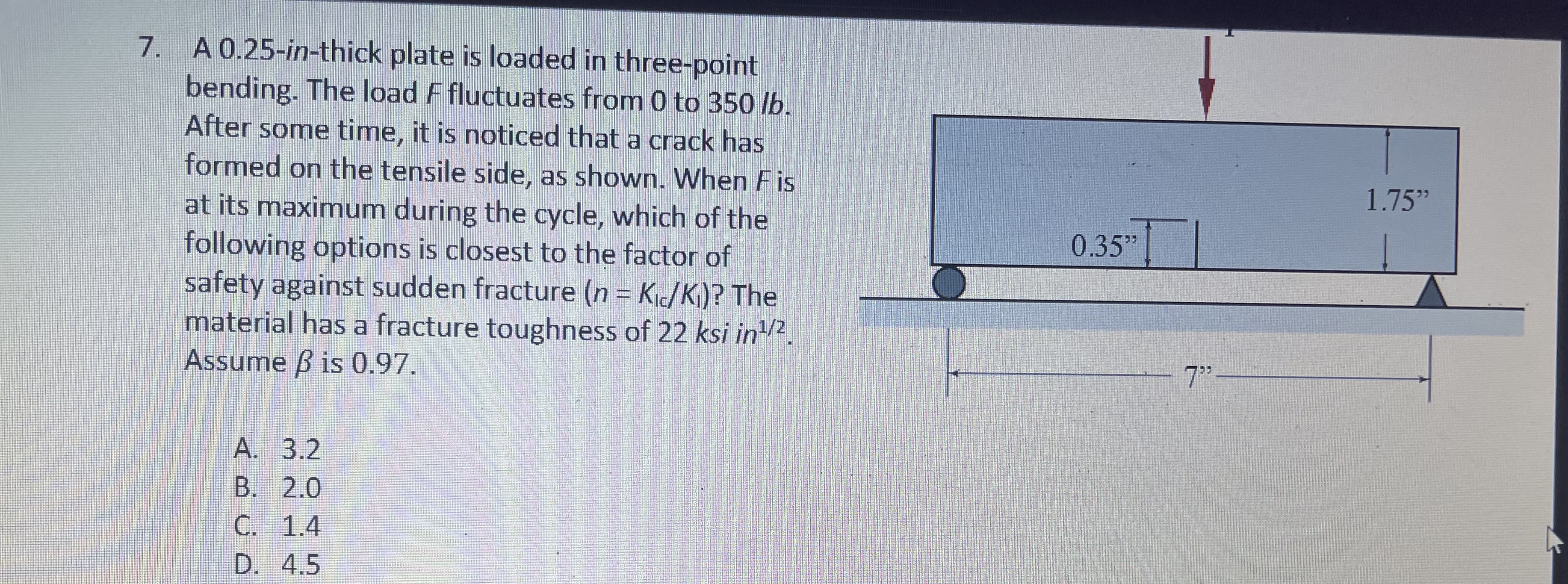 A 0 . 2 5 - in - thick plate is loaded in three -