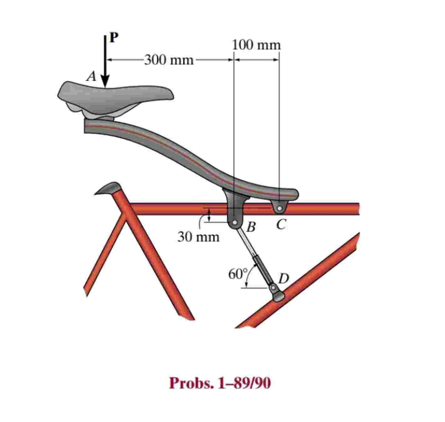 The figure shows a bicycle seat with a shock